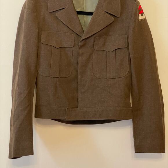 1950s Vintage 38L military jacket wool brown Combat Uniforms Corp. patch 2 - Picture 3 of 12
